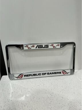 Asus Republic Of Gamers Silver License Plate Cover Holder Metal Computer Theme